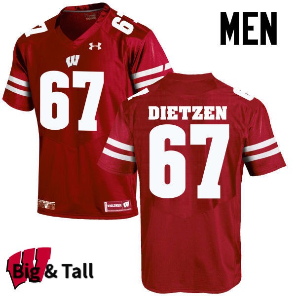 Wisconsin Badgers Men's #67 Jon Dietzen NCAA Under Armour Authentic Red Big & Tall College Stitched Football Jersey VH40E11OS
